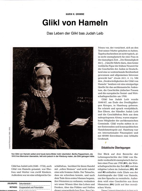Unterrichtsmodul: Glikl von Hameln